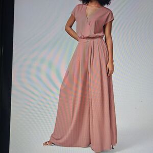 MEDIUM (TALL)  V NECK WIDE LEG FLOWY WAFFLE JUMPSUIT